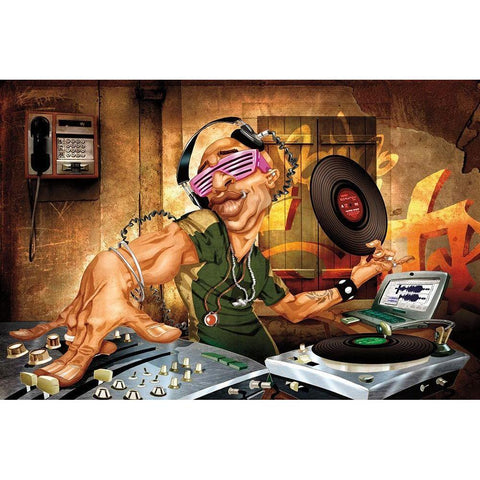 DJ Frank Gold Ornate Wood Framed Art Print with Double Matting by Adam Perez
