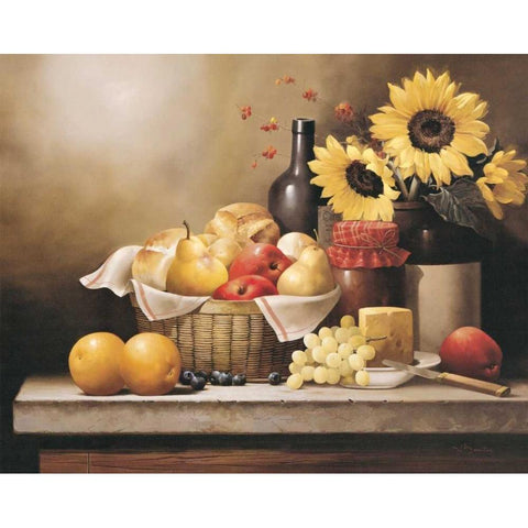 On the Kitchen Table Black Modern Wood Framed Art Print with Double Matting by Santos, Victor