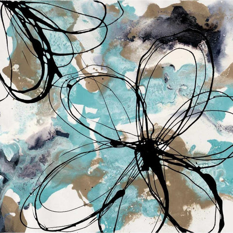 Free Flow II Black Modern Wood Framed Art Print by Barnes, Natasha