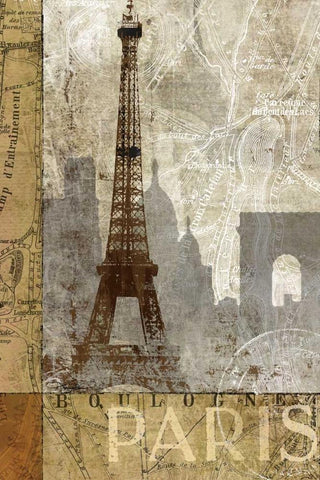 April in Paris White Modern Wood Framed Art Print with Double Matting by Mallett, Keith