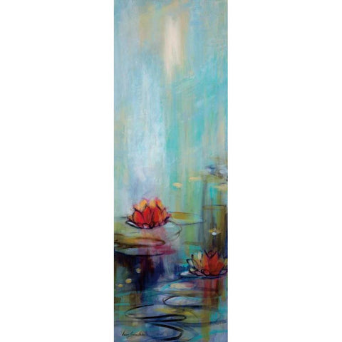Aqua Lotus I Black Modern Wood Framed Art Print with Double Matting by Parker, Karen Lorena