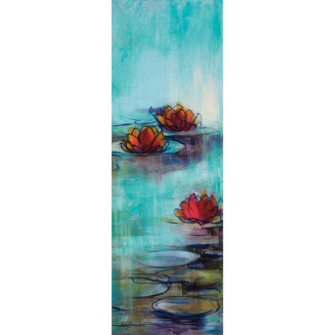 Aqua Lotus II Black Modern Wood Framed Art Print by Parker, Karen Lorena