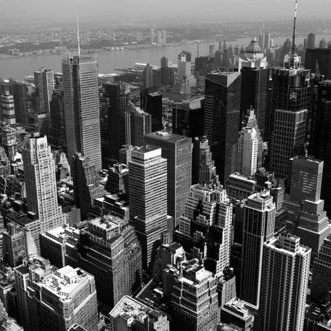 Manhattan to Brooklyn White Modern Wood Framed Art Print with Double Matting by Craig, Jordan