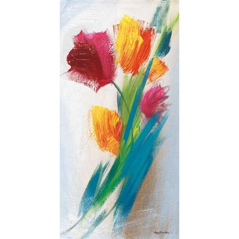 Bright Tulip Bunch I White Modern Wood Framed Art Print by Parker, Karen Lorena