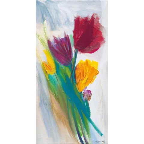 Bright Tulip Bunch II Black Modern Wood Framed Art Print by Parker, Karen Lorena
