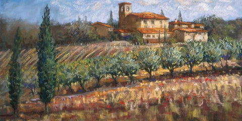 Tuscan Olives White Modern Wood Framed Art Print with Double Matting by Surridge, Malcolm