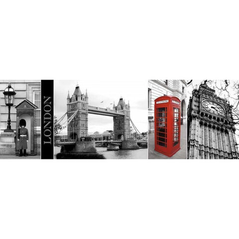 A Glimpse of London Black Modern Wood Framed Art Print with Double Matting by Maihara, Jeff