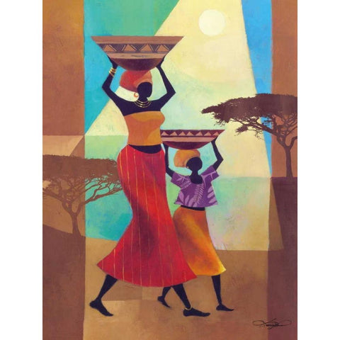 Mothers Helper Black Modern Wood Framed Art Print by Mallett, Keith