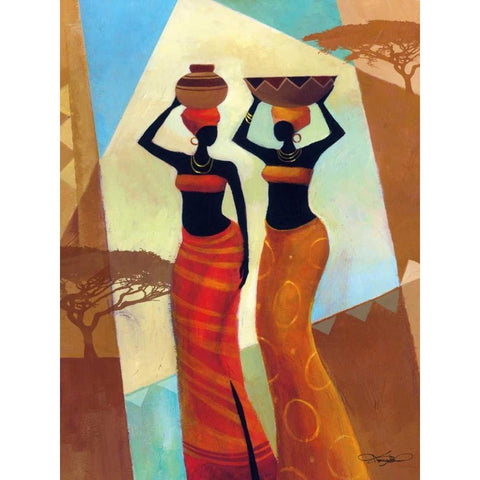 Sisters White Modern Wood Framed Art Print by Mallett, Keith