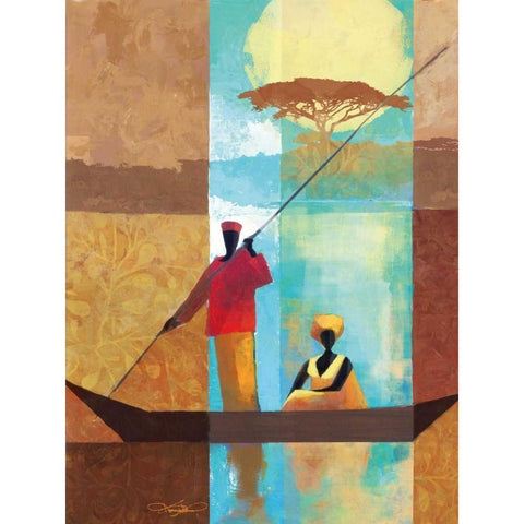 On the River I Black Modern Wood Framed Art Print with Double Matting by Mallett, Keith