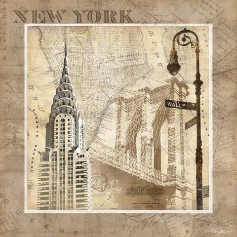 New York Serenade White Modern Wood Framed Art Print with Double Matting by Mallett, Keith