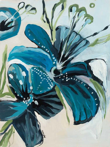 Flowers of Azure I White Modern Wood Framed Art Print with Double Matting by Maritz, Angela