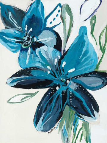 Flowers of Azure II White Modern Wood Framed Art Print with Double Matting by Maritz, Angela