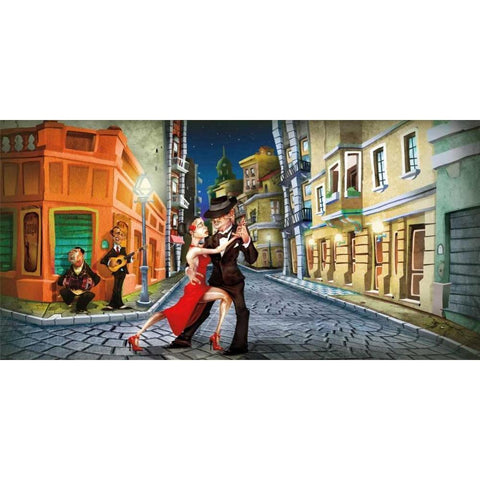 Tango Black Modern Wood Framed Art Print with Double Matting by Perez, Adam