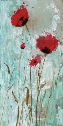 Splash Poppies II Black Ornate Wood Framed Art Print with Double Matting by Brink, Catherine