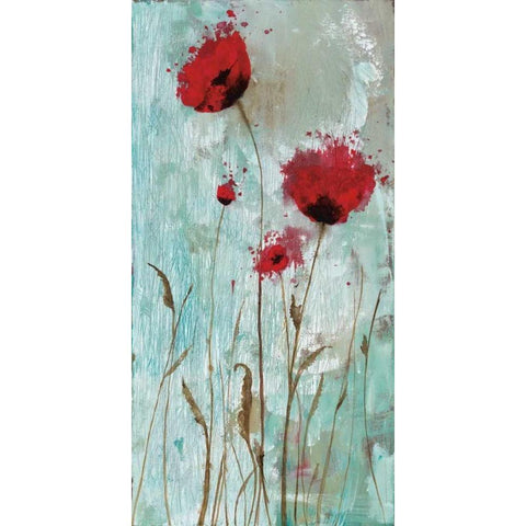 Splash Poppies II Black Modern Wood Framed Art Print with Double Matting by Brink, Catherine