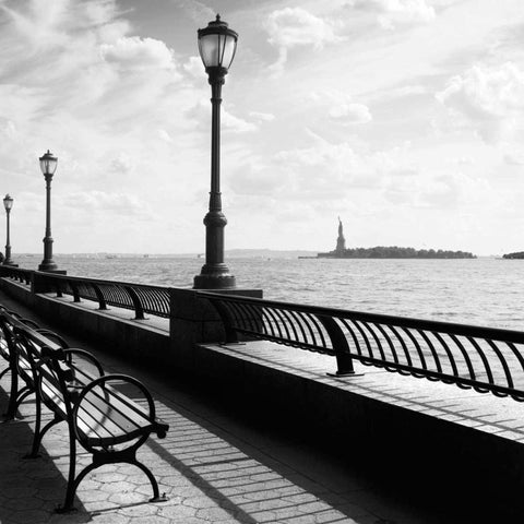 Liberty Bench Black Modern Wood Framed Art Print with Double Matting by Craig, Jordan