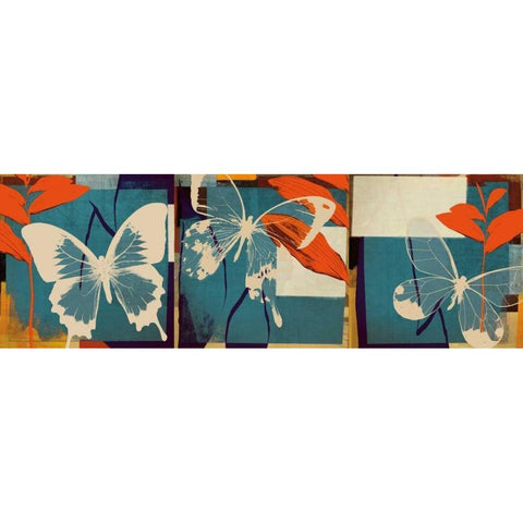 Butterflies Viola Black Modern Wood Framed Art Print with Double Matting by NOAH