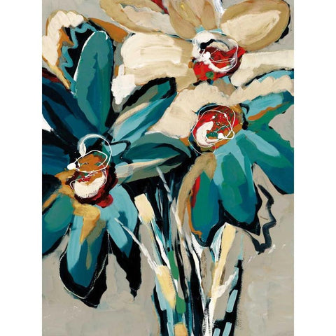 Blooming Blue I Black Modern Wood Framed Art Print with Double Matting by Maritz, Angela
