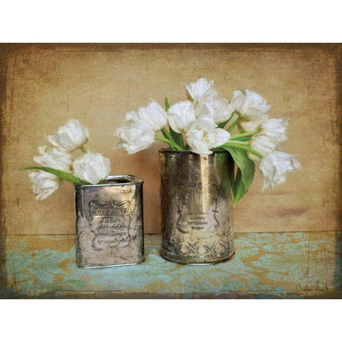 Vintage Tulips I White Modern Wood Framed Art Print by Atria, Cristin