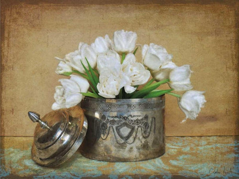 Vintage Tulips II Black Ornate Wood Framed Art Print with Double Matting by Atria, Cristin
