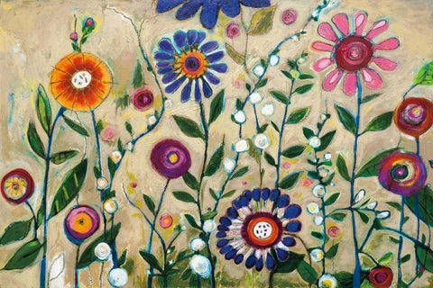 Garden Party White Modern Wood Framed Art Print with Double Matting by Eider, Georgia
