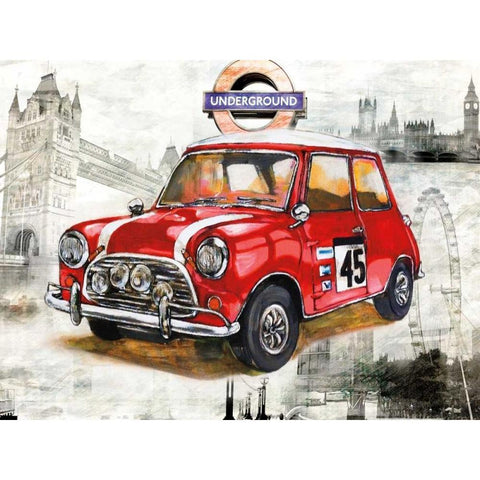 British Car Black Modern Wood Framed Art Print by Sola, Bresso