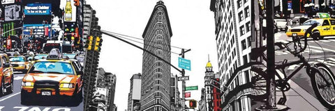 New York Black Ornate Wood Framed Art Print with Double Matting by Fairbrother, Jo