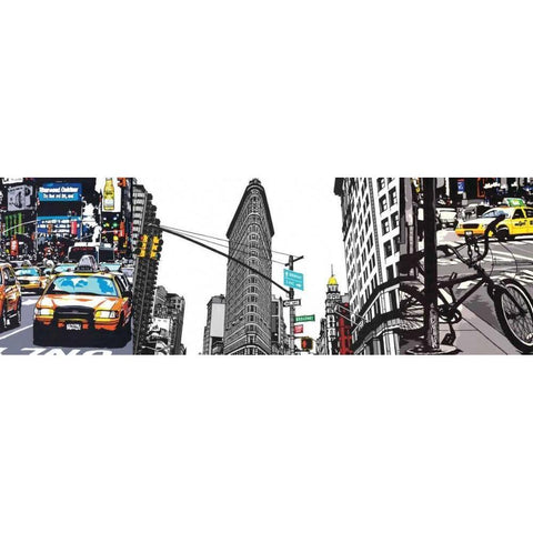 New York Black Modern Wood Framed Art Print with Double Matting by Fairbrother, Jo