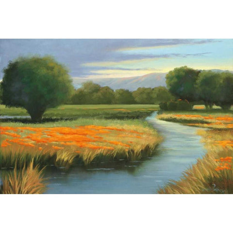 California Orange Gold Ornate Wood Framed Art Print with Double Matting by Peterson, Julie