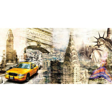 Downtown New York Gold Ornate Wood Framed Art Print with Double Matting by Sola, Bresso