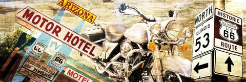 Route 66 Black Ornate Wood Framed Art Print with Double Matting by Sola, Bresso