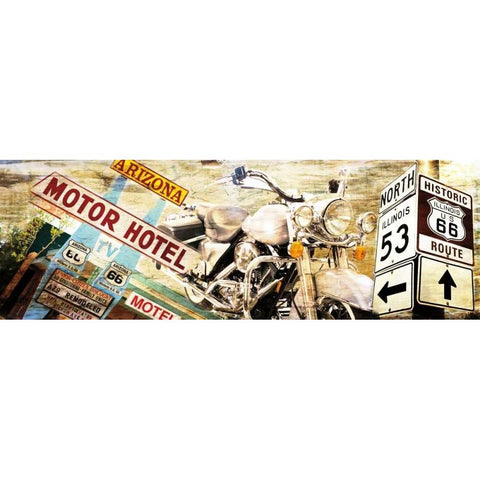 Route 66 Black Modern Wood Framed Art Print by Sola, Bresso