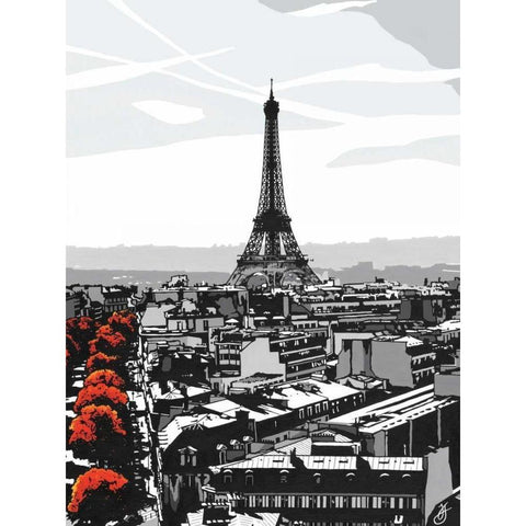 Paris I White Modern Wood Framed Art Print by Fairbrother, Jo