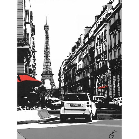 Paris II Black Modern Wood Framed Art Print with Double Matting by Fairbrother, Jo
