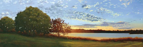 Lakeside Sunrise Black Ornate Wood Framed Art Print with Double Matting by Peterson, Julie