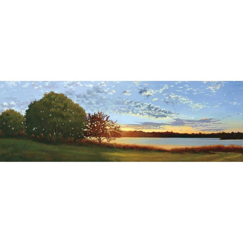 Lakeside Sunrise Gold Ornate Wood Framed Art Print with Double Matting by Peterson, Julie