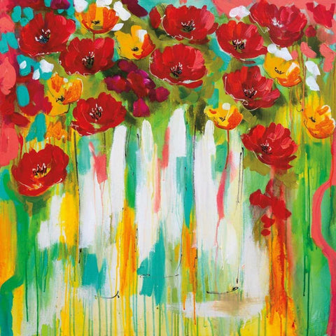 Poppies Glowing White Modern Wood Framed Art Print with Double Matting by Brooks, Amanda J.