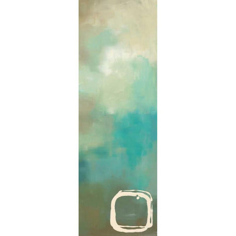 Retro in Aqua and Khaki I Black Modern Wood Framed Art Print with Double Matting by Maitland, Laurie