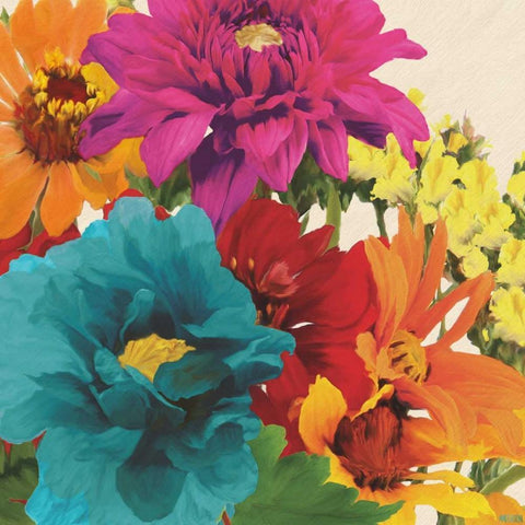 Pop Art Flowers II White Modern Wood Framed Art Print by Anderson, Jocelyn