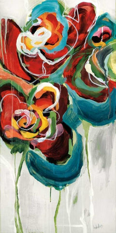 Wasabi Rose II White Modern Wood Framed Art Print with Double Matting by Maritz, Angela