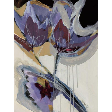 Floral Impressions I Black Modern Wood Framed Art Print by Maritz, Angela