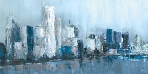 Citylines White Modern Wood Framed Art Print with Double Matting by Jones, Cy