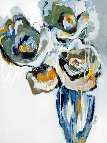 Blooms of Earl Gray White Modern Wood Framed Art Print with Double Matting by Maritz, Angela