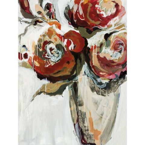 Persimmon Blooms White Modern Wood Framed Art Print by Maritz, Angela