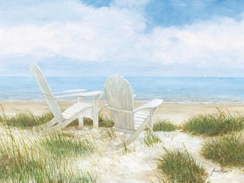 Beach Chairs White Modern Wood Framed Art Print with Double Matting by Fisk, Arnie