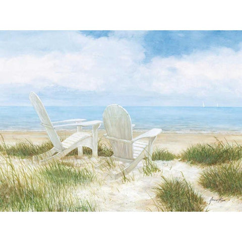 Beach Chairs Gold Ornate Wood Framed Art Print with Double Matting by Fisk, Arnie