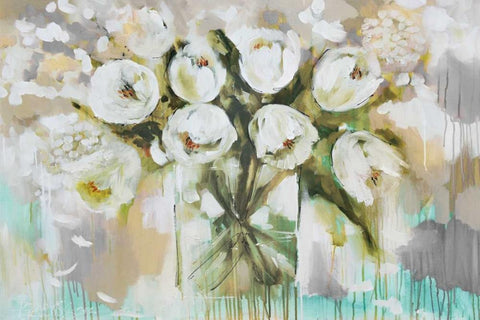 Pure Blanc Tulipa Black Ornate Wood Framed Art Print with Double Matting by Brooks, Amanda J.