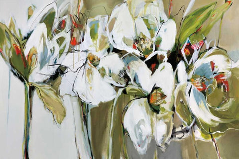 Spring Blooms White Modern Wood Framed Art Print with Double Matting by Maritz, Angela