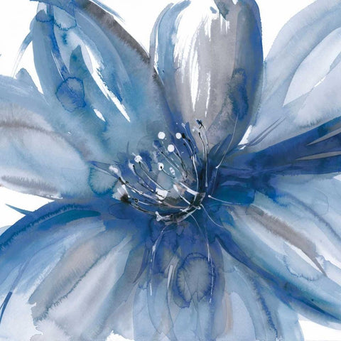 Blue Beauty I White Modern Wood Framed Art Print by Meyers, Rebecca